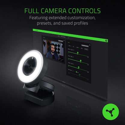 Razer Kiyo Streaming Webcam: 1080P 30 FPS / 720P 60 FPS - Ring Light W/Adjustable Brightness - Built-In Microphone - Advanced Autofocus