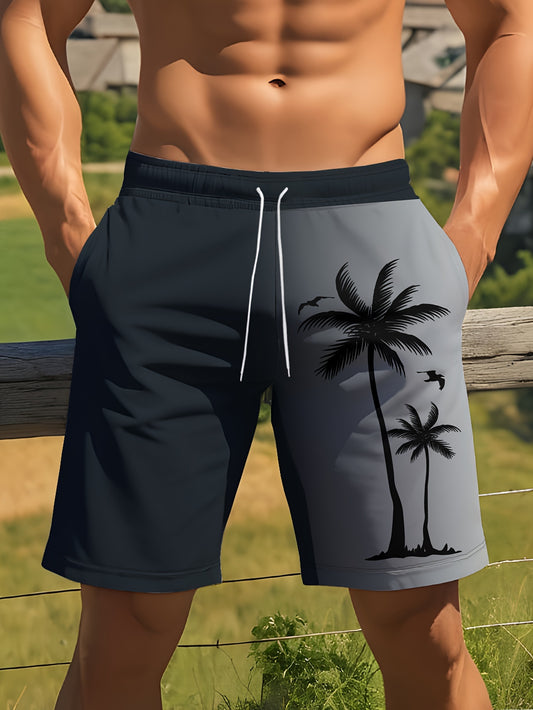 Տղամարդկանց ամառային լողափնյա շորտեր՝ առաձգականությամբ տպված տաբատ, պոլիեսթեր տրիկոտաժե գործվածք, սովորական կահավորանք