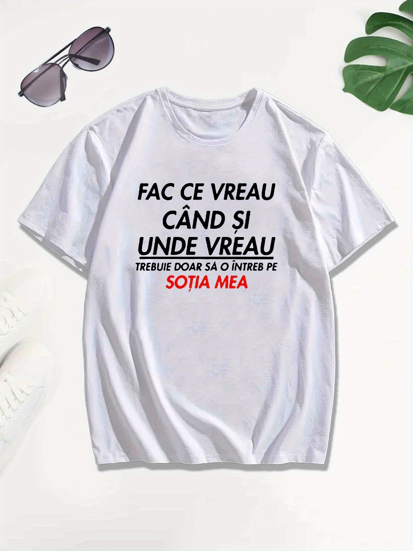 Տղամարդու կարճ թևքով ռումինական «Qitate» գրությամբ շապիկ - «Face Ce Vreau Cand Si Under Breath» տպագրությամբ, թեթև պոլիեսթերային, ամառային ամենօրյա վերնաշապիկ, կլոր վզնոցով, լվացվող մեքենայով, լվացվող մարզաշապիկ՝ թավ տեքստով, թեթև նյութով։