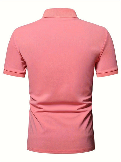 Տղամարդու առօրյա, ձգվող, միագույն, կայծակաճարմանդով և կոճղակապով գոլֆի վերնաշապիկ, ամառային, տղամարդու, փողոցային հագուստ