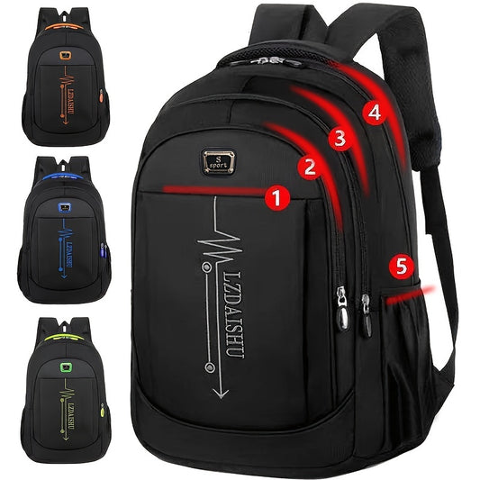 Casual Backpack, Men's Simple Shoulder Bag, Men's Large Capacity Middle School Student Backpack, Computer Travel Bag - Ayq