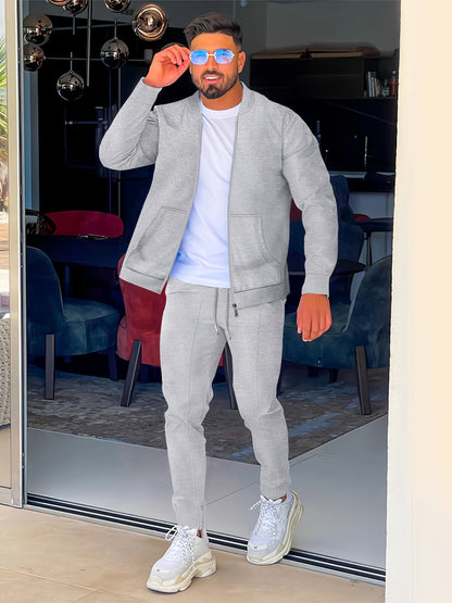 Բեյսբոլի օձիքով բաճկոնի և տաբատի հավաքածու՝ վաֆլի գործվածքից