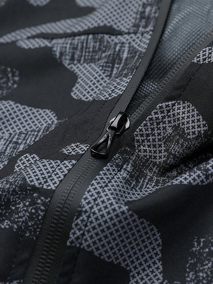 Men'S Lightweight Climbing Hooded Jacket - Quick-Dry Windproof Outdoor Sports Coat with Camouflage Pattern, Spring/Fall Casual & Training Wear, Regular Fit for Hiking, Running, Gym, Hiking Apparel, Durable Fabric