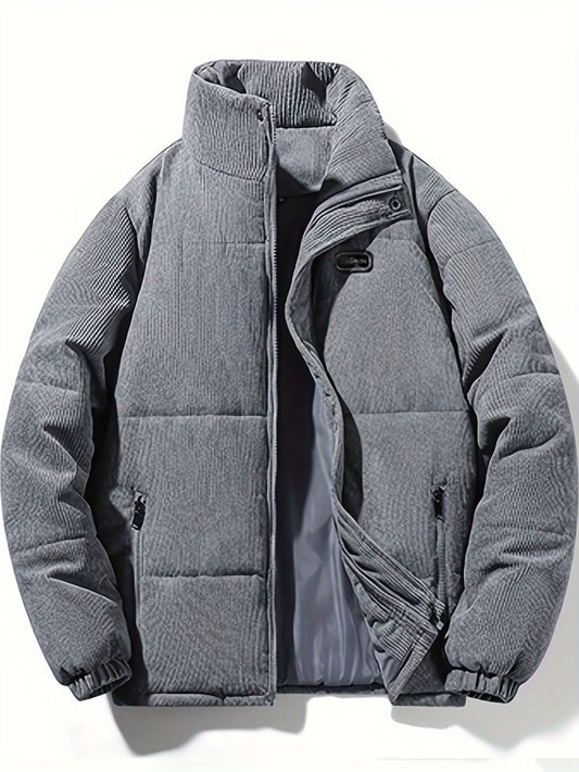 Men'S Heavyweight Winter Jacket - Thermal Insulated Cold Weather Coat with Full-Zip Closure, Front Zipper Pocket - Brown Outer Shell for Everyday & Formal Use - Non-Stretch Fabric Construction - Fall/Winter Outerwear, Winter