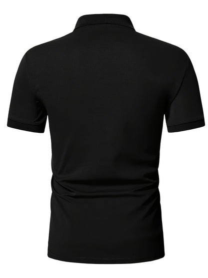 Տղամարդու առօրյա, ձգվող, միագույն, կայծակաճարմանդով և կոճղակապով գոլֆի վերնաշապիկ, ամառային, տղամարդու, փողոցային հագուստ