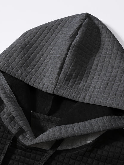 Նորաձև գլխարկով սվիտեր | Տղամարդու առօրյա սվիտեր թեթևակի ձգվող գործվածքից, երկար թևքերով, գրպանային դետալներով, միագույն նախշերով՝ գարուն/աշուն