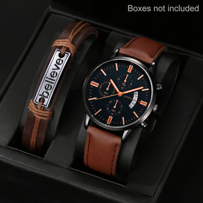 Men'S Basic Round Dial Quartz Watch with Bracelet