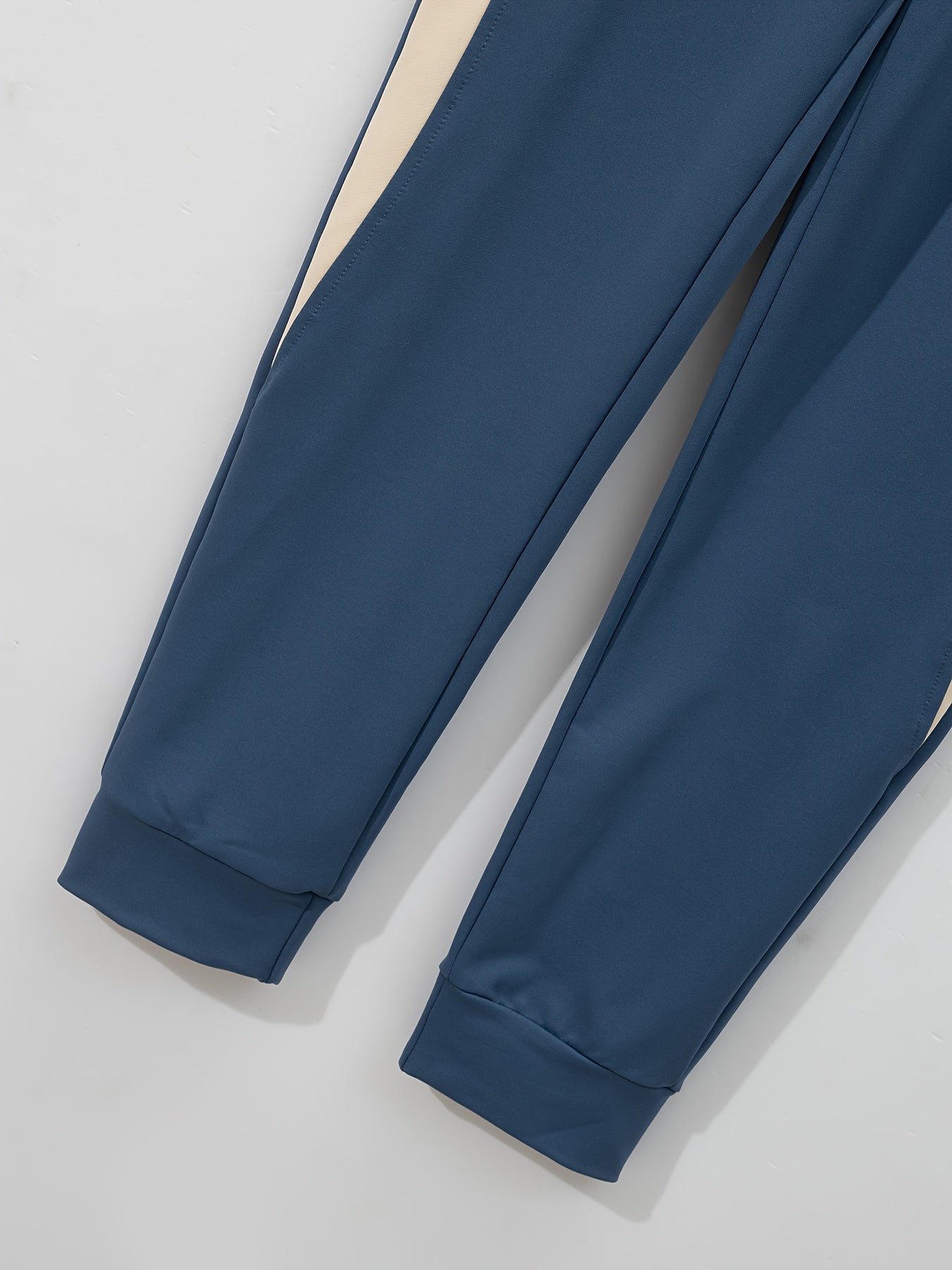 Տղամարդու ամենօրյա բեյսբոլի բաճկոնի և տաբատի հավաքածու - գունային բլոկ, պոլիեսթեր, կոճակներով և գոտու դետալներով՝ գարնանային/աշնանային համար