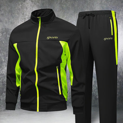 Տղամարդու առօրյա, պատչվորք սպորտային կոստյում՝ հարմարավետ և լավ կրելու համար, վերարկու և երկար տաբատ մարզահագուստ