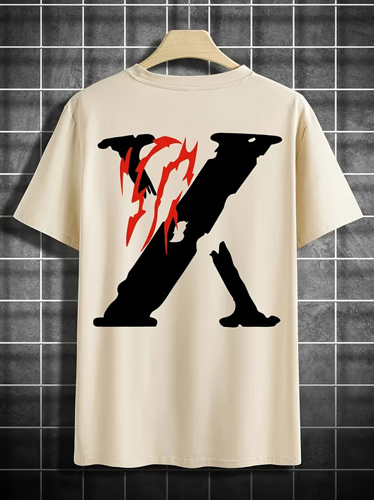 4pcs Men's Casual 3D Graphic T-Shirts - Bold Letter  Abstract Print Short Sleeve Tees, Regular Fit Round Neck, Machine Washable, All-Season Comfort, 4 Color Options, T Shirts Graphic, Edgy Streetwear, Nontransparent Fabric