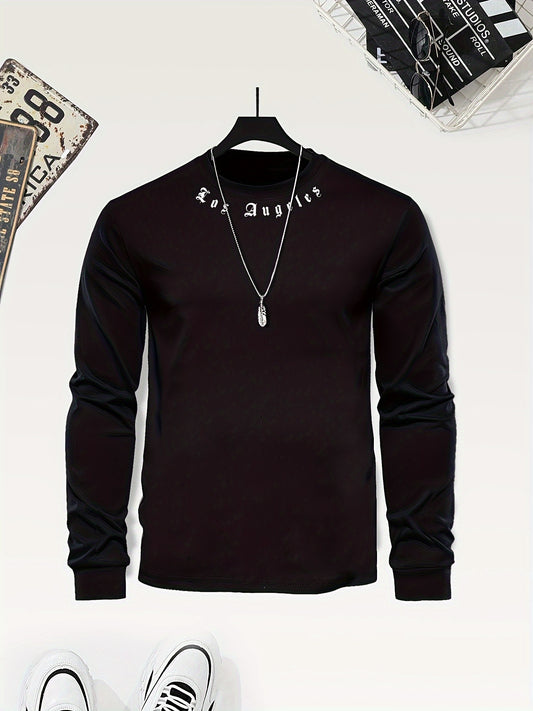 KUQIQIBOY Boys' Casual Long Sleeve T-Shirt with Letter Print - Stretchy Polyester Blend, Machine Washable, Round Neck - Perfect for Fall/Winter, KUQIQIBOY - ayq