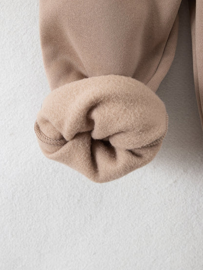 Տղաների հարմարավետ բրդյա աստառով վերնաշապիկի և սպորտային տաբատի հավաքածու - ձիթապտղի կանաչ, առօրյա ձմեռային հագուստ գրպաններով, հաստ տաքություն աշնան և ձմռան համար, սովորական չափսի, առօրյա հագուստ, բացօթյա օգտագործման համար