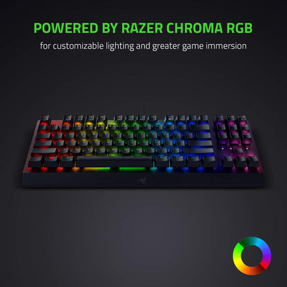 Razer Blackwidow V3 TKL Mechanical Gaming Keyboard: Yellow Mechanical Switches Linear & Silent - Chroma RGB - Compact Form Factor - Programmable Macros - Snap Tap