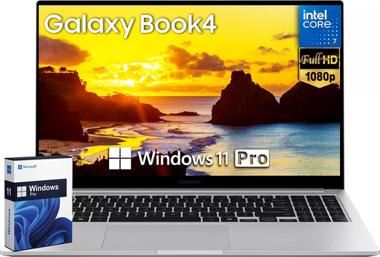 SAMSUNG Galaxy Book4 Business Laptop Copilot AI PC, 15.6" FHD Display, Core 7-150U (Beats I7-1335U), 16GB RAM, 2TB SSD, Backlit KB, Windows 11 Pro