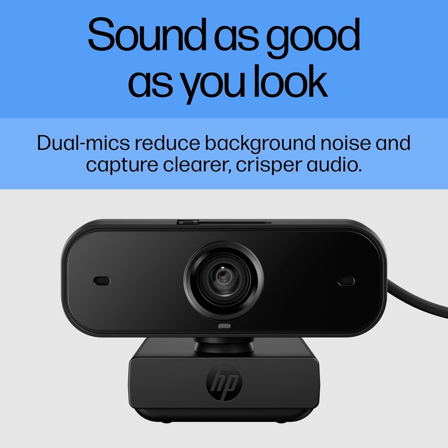 HP 430 FHD Webcam - USB, Plug & Play External Camera with Dual Mics & Privacy Shutter for Desktop Computer, Laptop PC, & Chromebook - Compatible W/Zoom, Teams - Wide FOV, Pan, & Tilt - 77B11AA#ABA