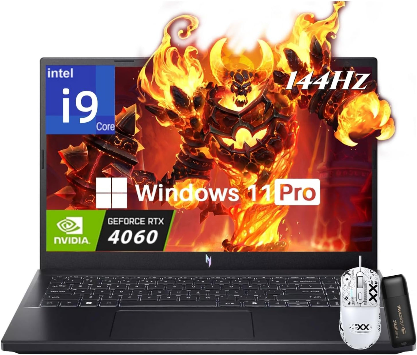 Acer Nitro V 15 Gaming Laptop, Intel I9-13900H up to 5.4Ghz, Geforce RTX 4060, 15.6" 144 Hz IPS Display, 64 GB DDR5, 2 TB SSD, Wi-Fi 6, Backlit Keyboard, Windows 11 Pro, Gaming Mouse, 256GB UFD