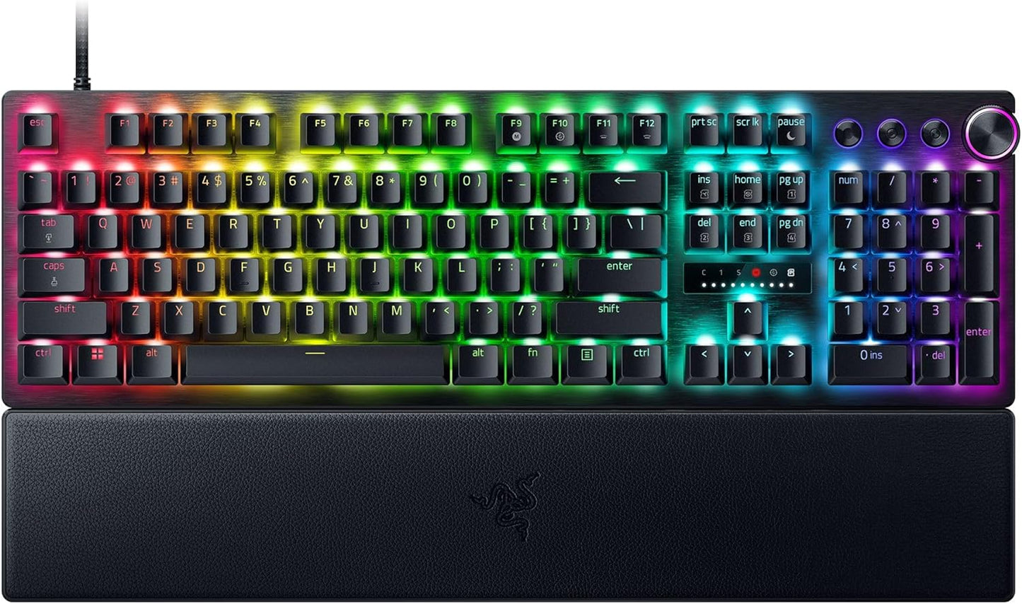 Razer Huntsman V3 Pro TKL Esports Gaming Keyboard: Analog Optical Switches - Razer Snap Tap - Rapid Trigger - Adjustable Actuation - Media Keys & Dial - Doubleshot PBT Keycaps - Wrist Rest - Black