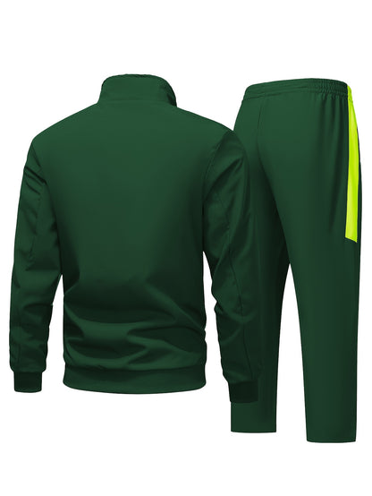 Comfortable Men's Casual Patchwork Sport Suit Jacket and Trousers Tracksuit, Streetwear Set, Casual Sportswear, Sporty Look, Stylish Tracksuit, Quality Stitching, Comfortable Fabric, Twopiece Suit, Matching Outfit, Urban Styl