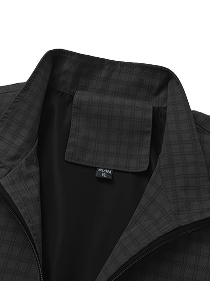 Տղամարդու առօրյա բացօթյա բաճկոն - Գարուն/աշուն փափուկ բաճկոն՝ վանդակավոր նախշերով, երկար թևքերով և կայծակաճարմանդով փակմամբ