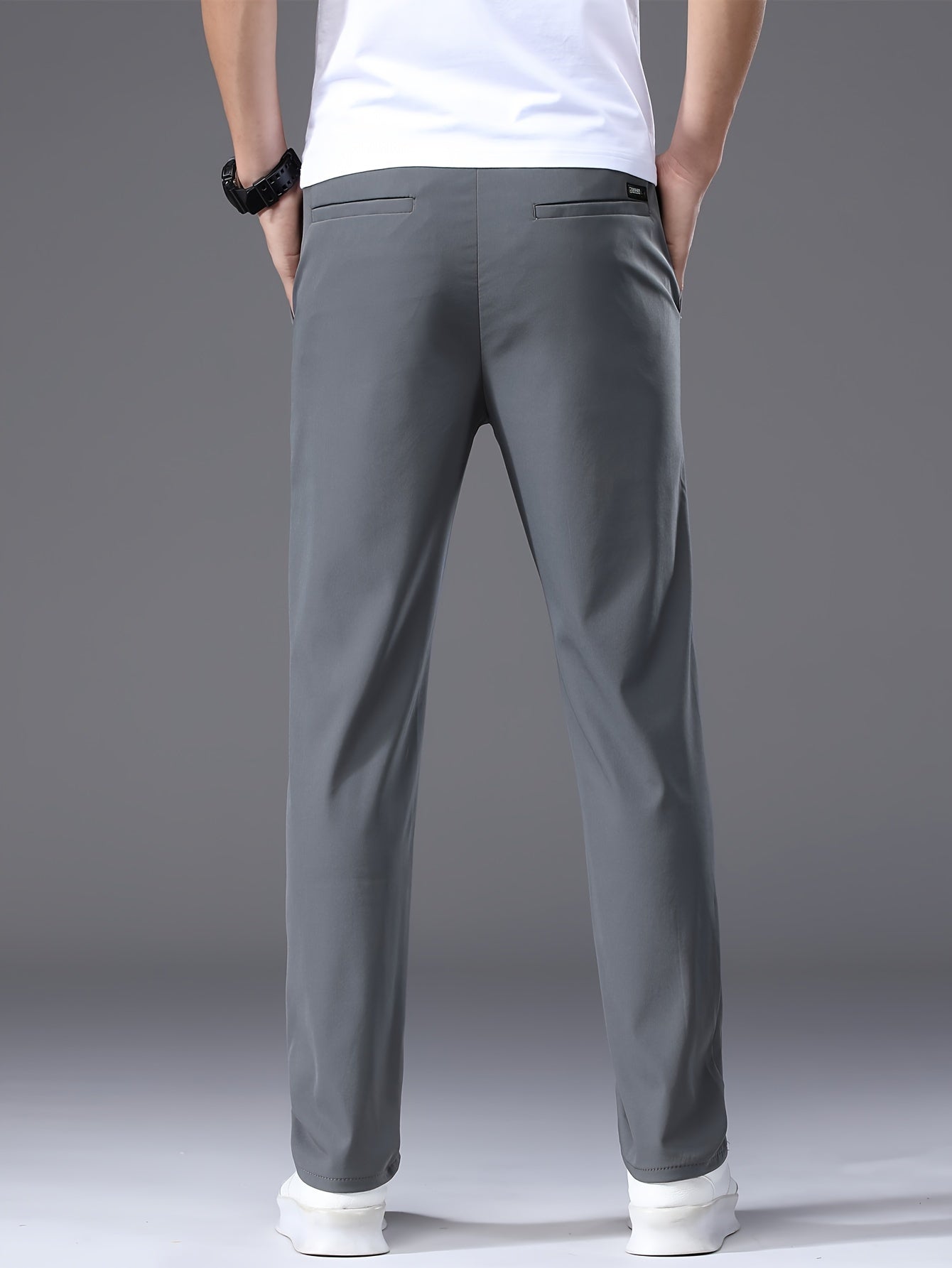 Men's Slim Fit Casual Drawstring Sports Pants, Summer Lightweight Trendy Elastic Quick-Dry Long Trousers, Stylish Comfortable Leisure Wear