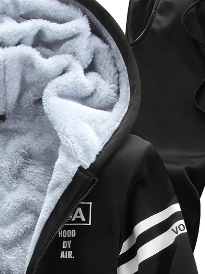 Աշնանային և ձմեռային տղամարդու սպորտային առօրյա կոստյում, տղամարդու թավշյա հաստ սպորտային կոստյում, գլխարկով բացվող մարզական կոստյում, տաք տնային կոստյում, երկու մասից բաղկացած հավաքածու