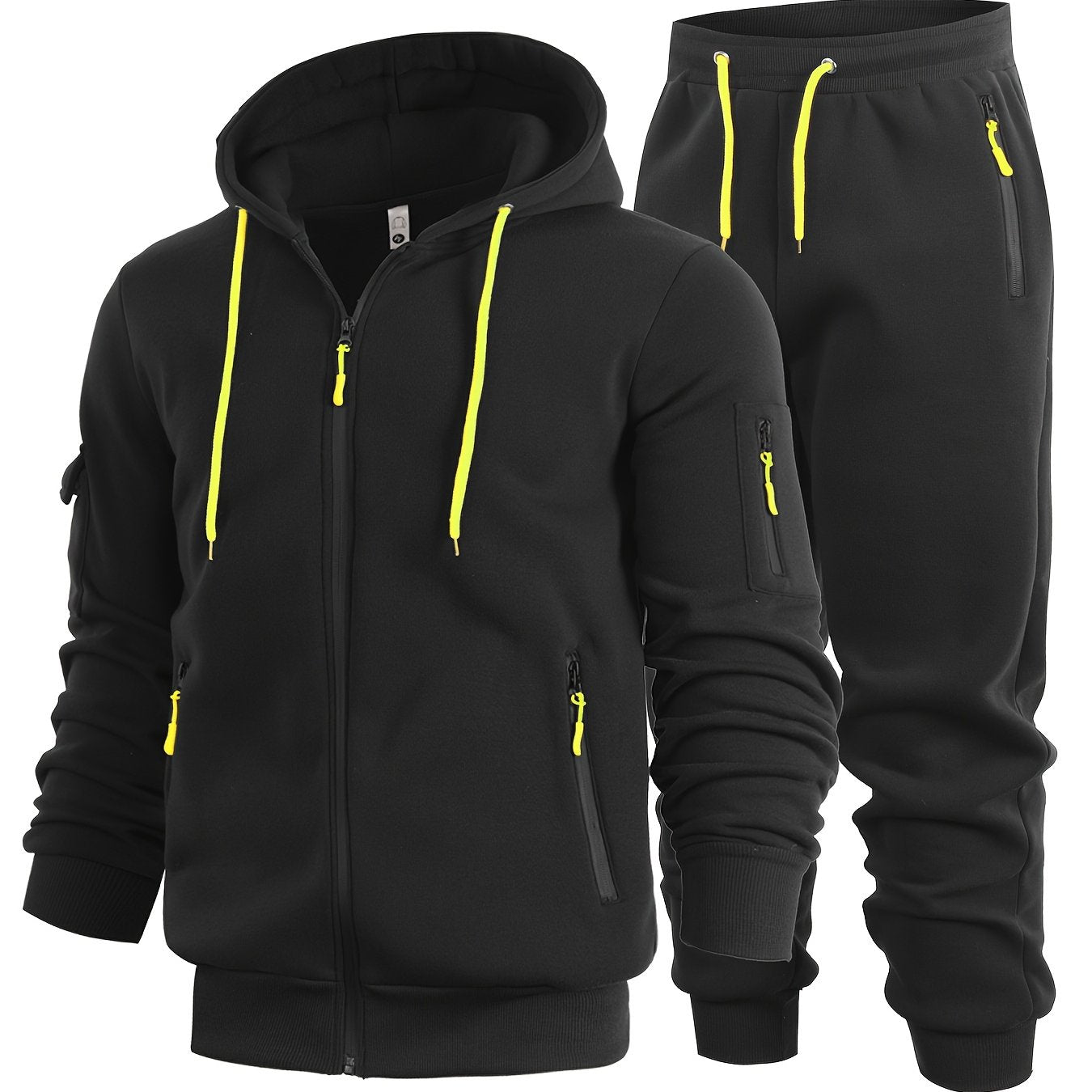 2 հատ տղամարդու միագույն երկարաթև սվիտեր և մարզաշապիկ գլխարկով, հարմար է գարնանային, աշնանային և ձմեռային սպորտաձևերի համար։