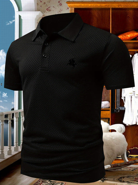 S014 Knight Print Մերձավոր Արևելքի տղամարդկանց Հարմարավետ շապիկ շնչող պատահական պոլո