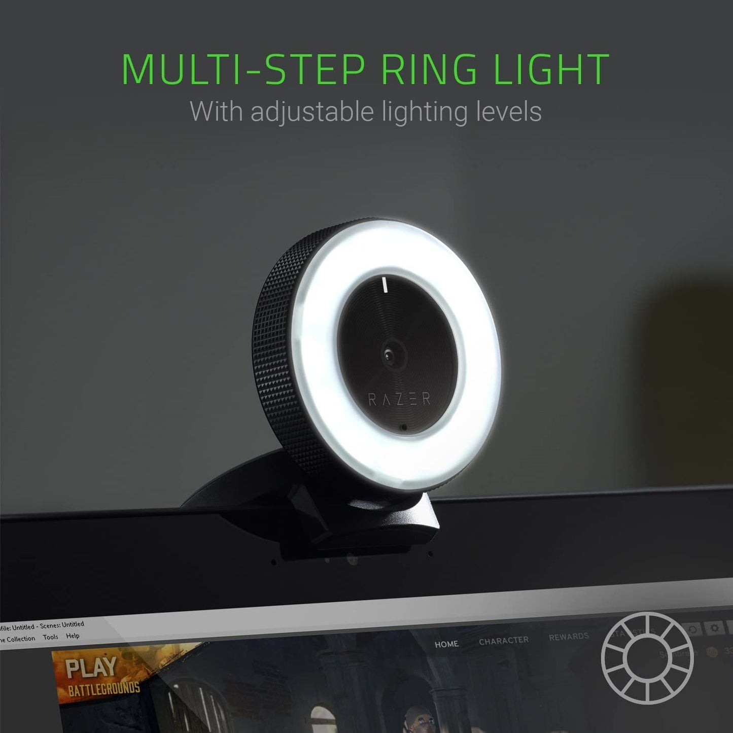 Razer Kiyo 1080P 30 FPS/720 P 60 FPS Streaming Webcam with Adjustable Brightness Ring Light, Built-In Microphone and Advanced Autofocus