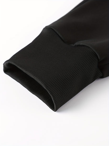 Տղամարդու առօրյա նորաձև կոստյումի հավաքածու՝ պոլիեսթերից, կանգնած օձիքով, կայծակաճարմանդով բաճկոն և լարով տաբատ՝ գարնանային/աշնանային համար