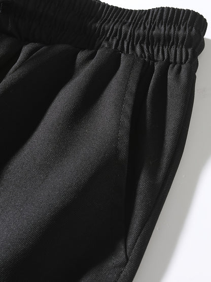 Men'S Fashion Cargo Pants, 100% Polyester Woven Fabric, All-Season Loose Fit with Drawstring Waist, Multi-Pocket Design, Solid Color, Mid Waist, Regular Length, Non-Stretch, Casual Joggers for Weekend - 160g/m²