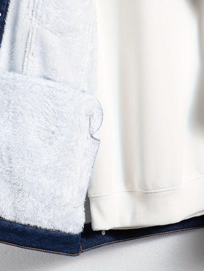 Տղամարդու տաք, բրդյա ծածկույթով, ամենօրյա ջինսե բաճկոն, աշնանային-ձմեռային, շքեղ փողոցային ոճի կոճակներով բաճկոն