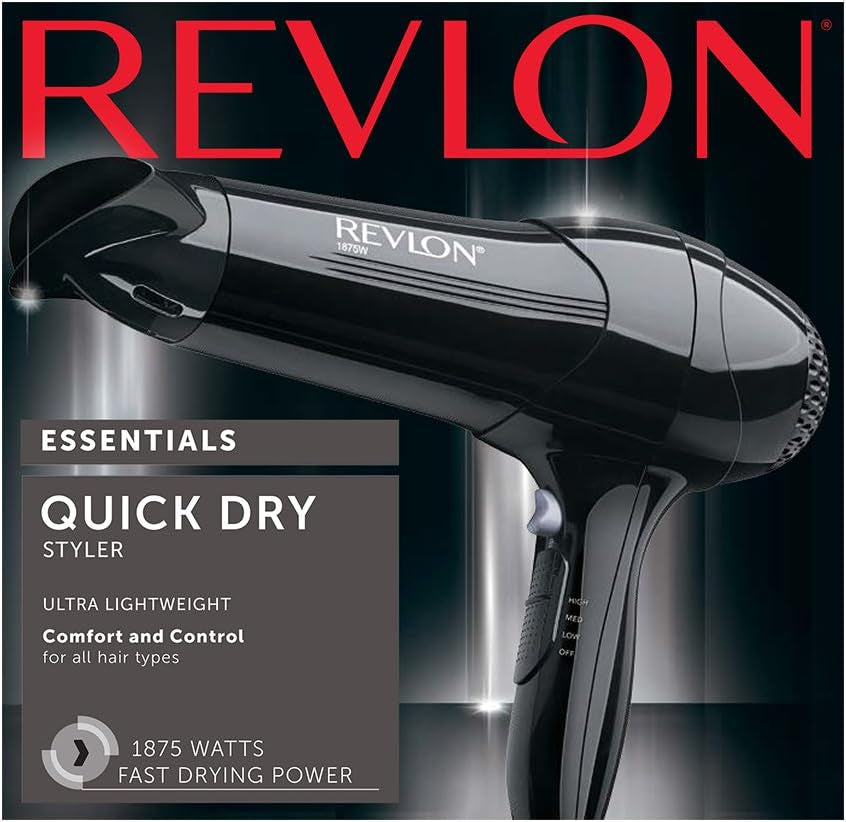 Revlon 1875 Watt Full-Size Turbo Dryer, Black