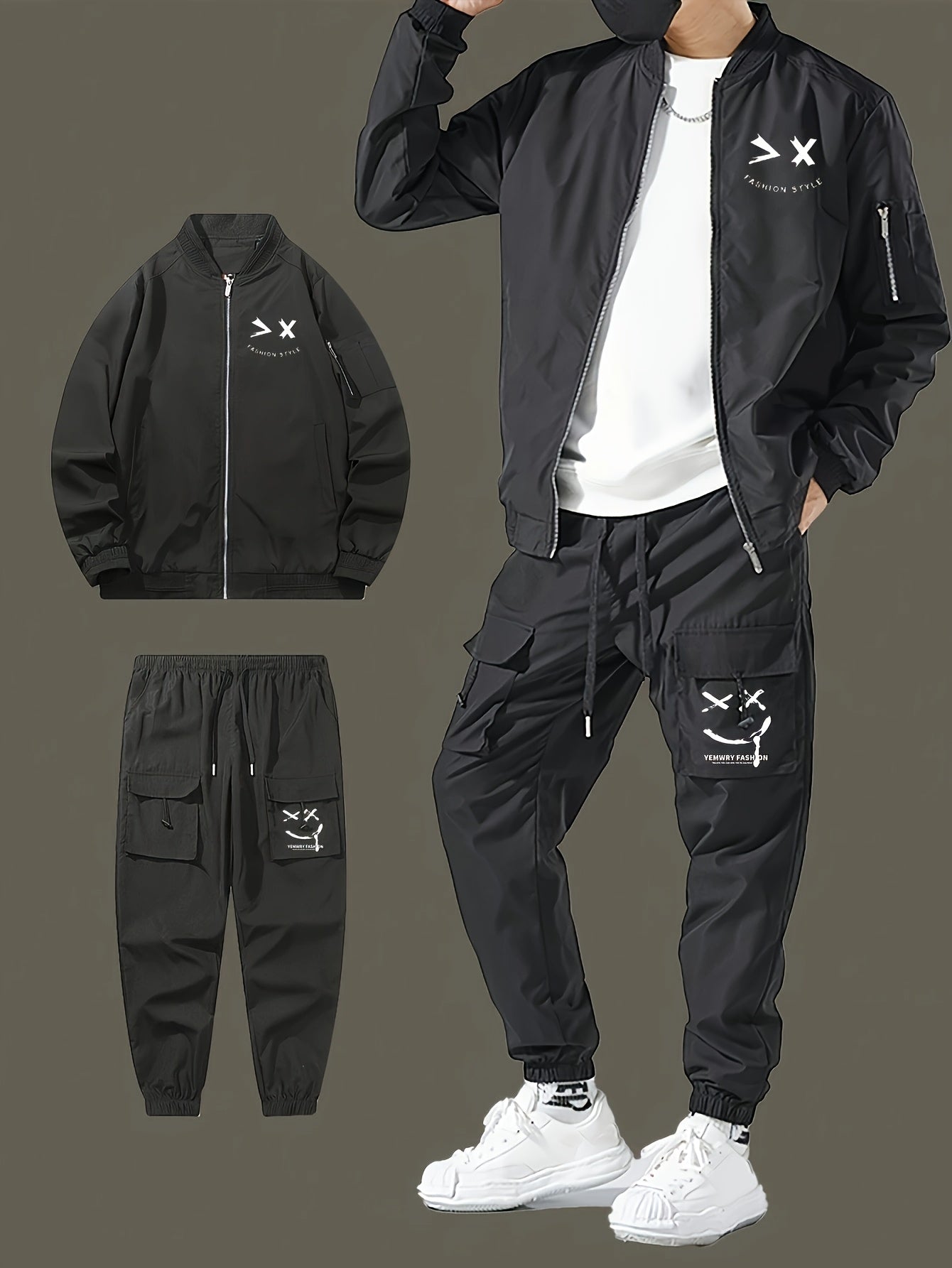 Տղամարդու առօրյա մինիմալիստական ​​բաճկոն՝ կարգո տաբատով