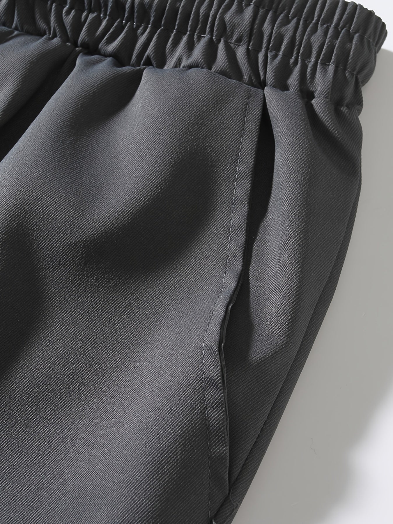 Men'S Fashion Cargo Pants, 100% Polyester Woven Fabric, All-Season Loose Fit with Drawstring Waist, Multi-Pocket Design, Solid Color, Mid Waist, Regular Length, Non-Stretch, Casual Joggers for Weekend - 160g/m²