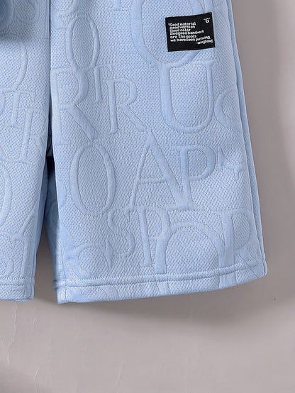 Տղաների համար նախատեսված ոճային սպիտակ կարճ թևքով մարզաշապիկ + առօրյա շորտեր + նորաձև կրծկալով պայուսակի հավաքածու, իդեալական է բացօթյա օգտագործման համար