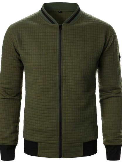 Men'S Zip-Up Jacket - Full-Zip Front Closure, Stand Collar, Lightweight Outerwear for Office, Casual & Formal Events - Spring/Fall Transitional Clothing - Easy-Care Modern Men'S Coat, Zip Up Jacket, Autumn Layering, Sleek Des