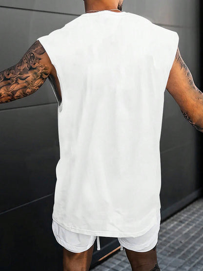 Տպել Հարմարավետ շնչառական վերնաշապիկ, տղամարդկանց պատահական ձգվող անթև վերնաշապիկ ամառային մարզասրահի մարզումների համար բասկետբոլ