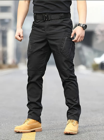 Տղամարդկանց տակտիկական տաբատ պոլիեսթեր 100% սպորտային ոճով, չձգվող պինդ բեռների տաբատ՝ գրպաններով արշավների և պատահական հանգստյան օրերի համար, չորս սեզոնային հագուստ, սովորական պիտանի մեծահասակների հյուսված տաբատ