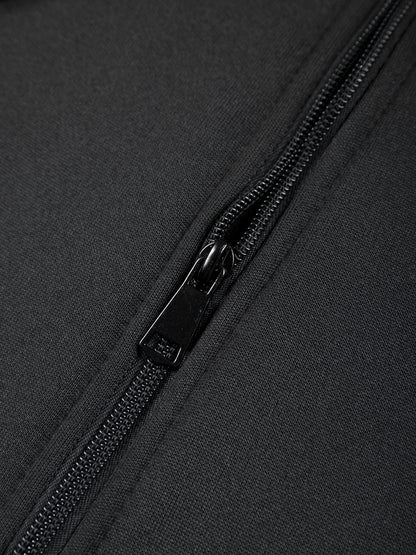 Autumn Winter Men's Hooded Sportswear Set, Simple Classic Versatile Outfit with Zip-Up -Lined Warm Jacket and Drawstring Sweatpants for Casual Leisurewear