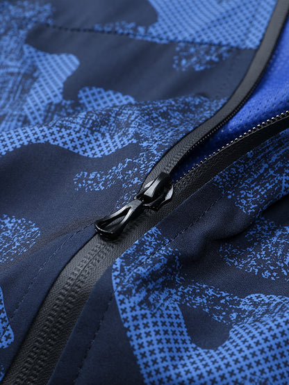 Men'S Lightweight Climbing Hooded Jacket - Quick-Dry Windproof Outdoor Sports Coat with Camouflage Pattern, Spring/Fall Casual & Training Wear, Regular Fit for Hiking, Running, Gym, Hiking Apparel, Durable Fabric