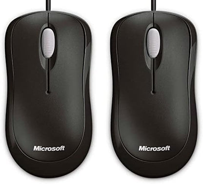 Microsoft Basic Optical Mouse - Black. Comfortable, Right/Left Hand Use, Ergonomic Design, Wired USB Mouse, for Pc/Laptop/Desktop