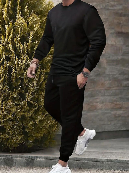 Տղամարդու երկար թևքով սվիտերի և տաբատի հավաքածու, նորաձև, տպագիր, առօրյա, նորաձև, բացօթյա սպորտի երկու մասից բաղկացած հավաքածու