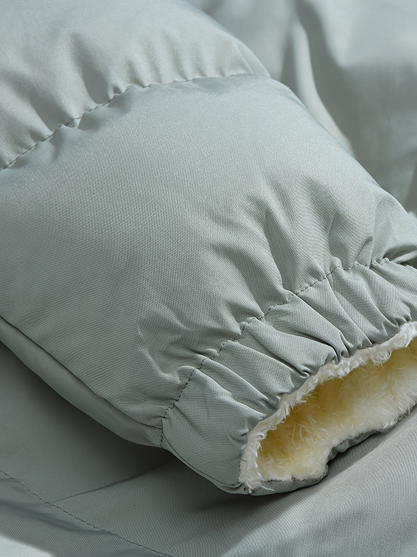 Men'S Double-Sided Fleece-Lined Thickened Jacket - Casual Stand Collar with Letter Print, Regular Fit, Pockets, Polyester Fill, Versatile for Fall/Winter, Winter Jacket