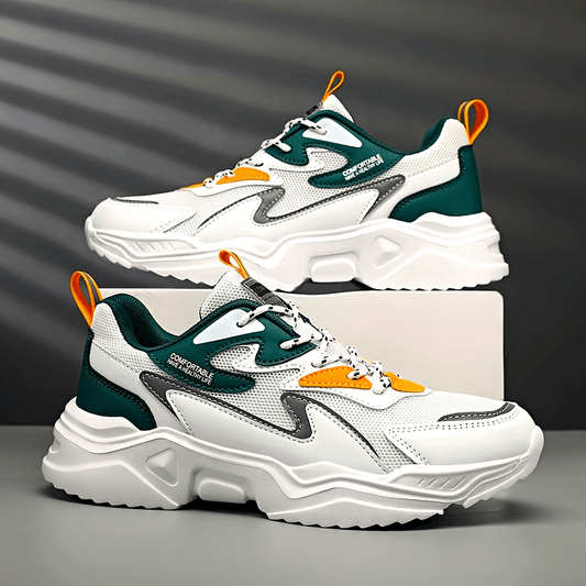 Men's Fashion Sneakers 2024 New Preppy Sports Casual Shoes - Low Top Mesh  PU Lace-Up Thick Sole Running Dad Shoes for All Seasons - EVA Outsole for Hiking, Outdoor Activities  Daily Wear