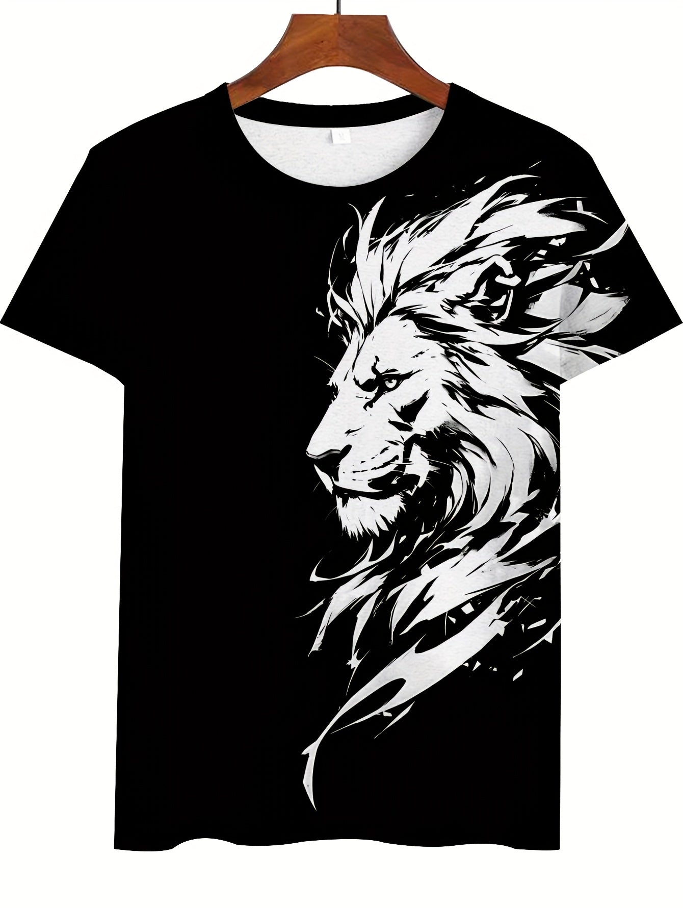 Նոր Առյուծի 3D Տպագրության Նախշ, Կարճ Թևքերով Կլոր Վզիկով Շապիկ, Տղամարդկանց Արտաքին Հագուստ