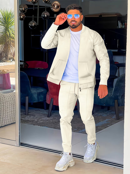 Բեյսբոլի օձիքով բաճկոնի և տաբատի հավաքածու՝ վաֆլի գործվածքից