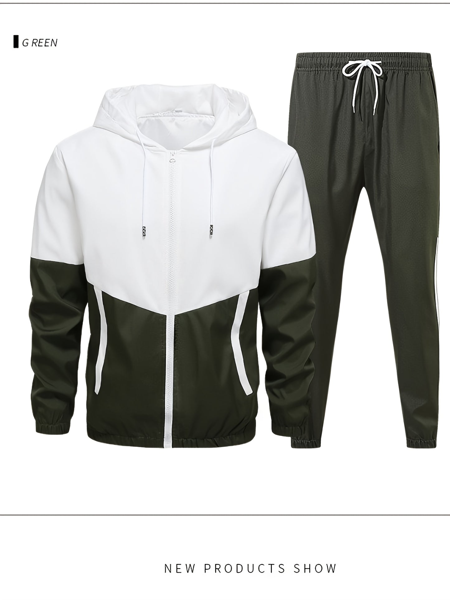 Տղամարդկանց գարուն-աշուն բացօթյա սպորտաձևերի մարզումների համար նախատեսված ամենօրյա գունային բլոկներով կարված վերնաշապիկով, կարգավորվող հավաքածու՝ տնային վերնաշապիկով և տաբատով, նորաձև քամուց պաշտպանող բաճկոնով, տաբատով, երկկտոր կոստյումով