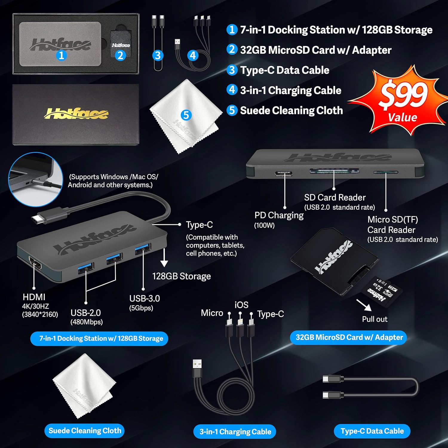 HP Stream 14" HD Brightview Laptop, Intel Celeron N4120, 16GB RAM, 288GB Storage (128GB Emmc + 160GB Docking Station Set), Intel UHD Graphics, 720P Webcam, Wi-Fi, 1 Year Office 365, Win 11 S, Silver