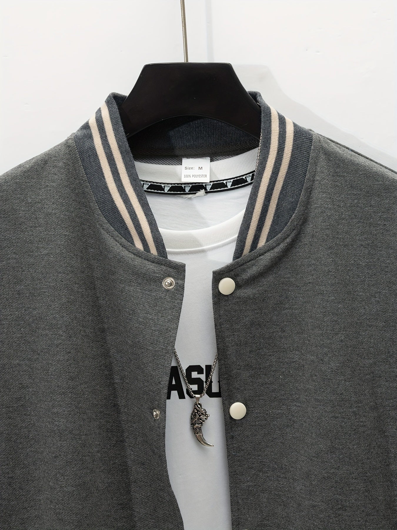 Տղամարդու ամենօրյա բեյսբոլի օձիքով բաճկոնի և տաբատի հավաքածու, գունային բլոկներով երկար թևքերով սվիտեր և սպորտային տաբատ, պոլիեսթերից հյուսված կոստյում կոճակներով, գարուն/աշուն հավաքածու