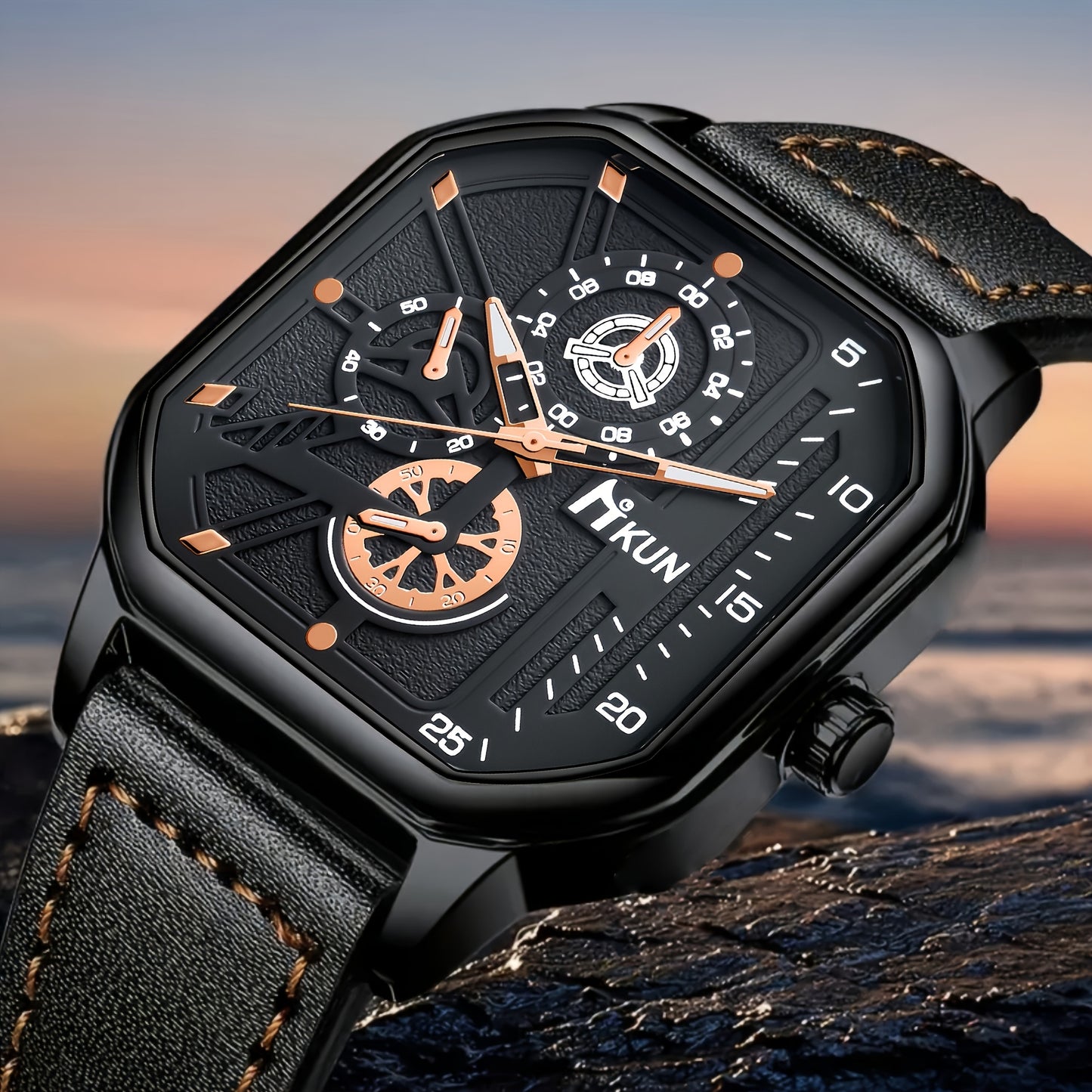 5 հատ տղամարդու հանգիստ և գեղեցիկ PU կաշվե դրամապանակ + բոլորին համապատասխանող գործնական ժամացույցի գոտի, ակնոց, բանալիի շղթա, արժեքավոր նվերների տուփ, տարեդարձ, ծննդյան օր, հայրերի օր։ Կատարյալ նվեր նրա համար։